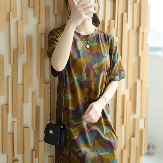 イベントセール】 大きいサイズ レディース 迷彩柄ロングワンピース