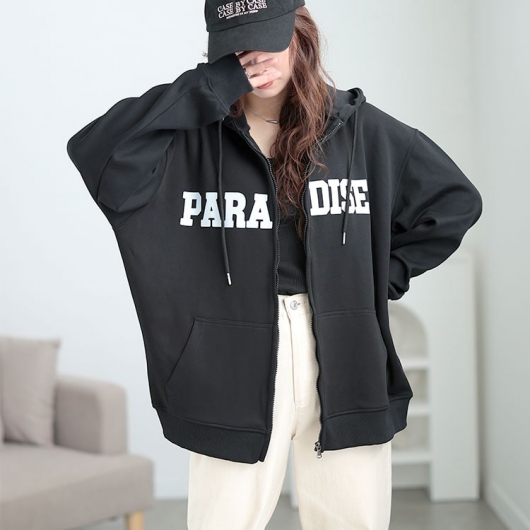 大きいサイズ レディース ロゴ入りジップアップパーカー goldy