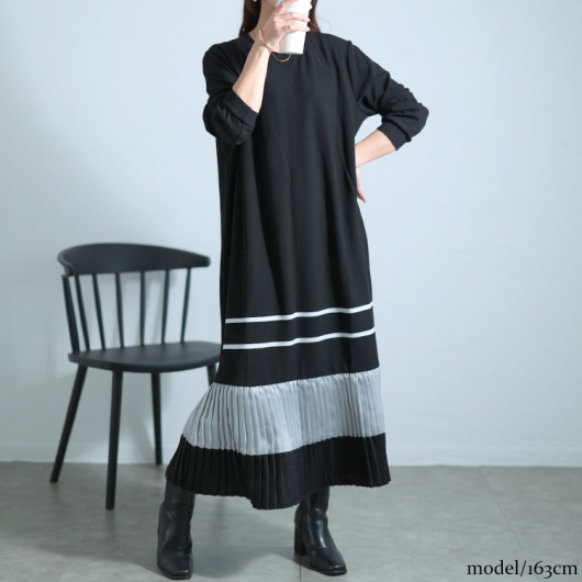 本日最終お値下げ⭐︎新品同様⭐︎shushutong フーディーワンピース 大きいサイズ レディース 裾プリーツ切替えロングワンピース goldy