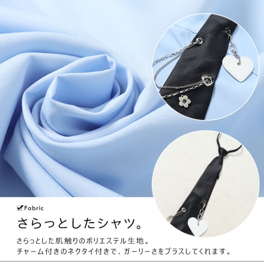 大きいサイズ レディース カレッジネクタイ付きロングシャツ goldy