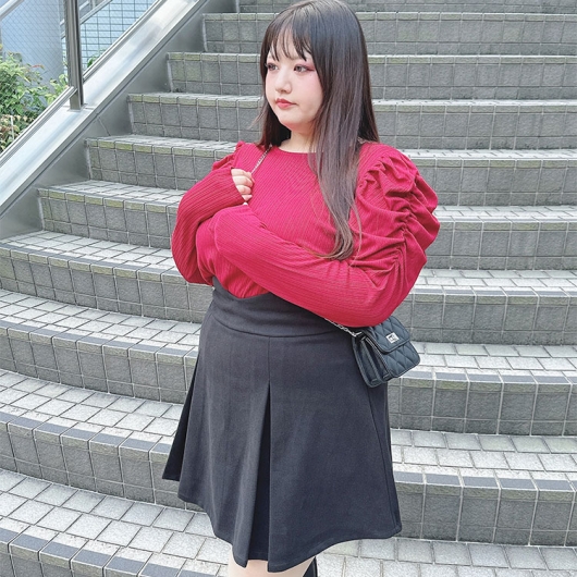 大きいサイズ レディース Vウエストパンツ裏地プリーツミニ