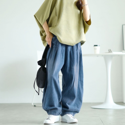 大きいサイズ レディース バルーンワイドデニムパンツ goldy