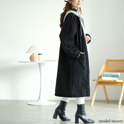 大きいサイズ レディース 裏シャギーバイカラーロングパーカー goldy