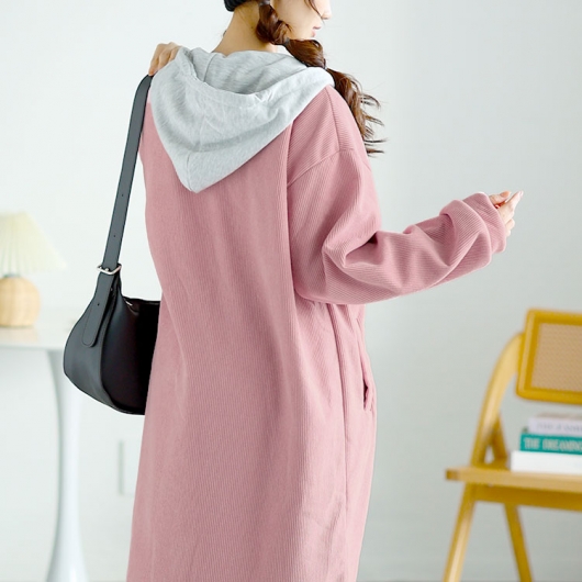 大きいサイズ レディース 裏シャギーバイカラーロングパーカー goldy