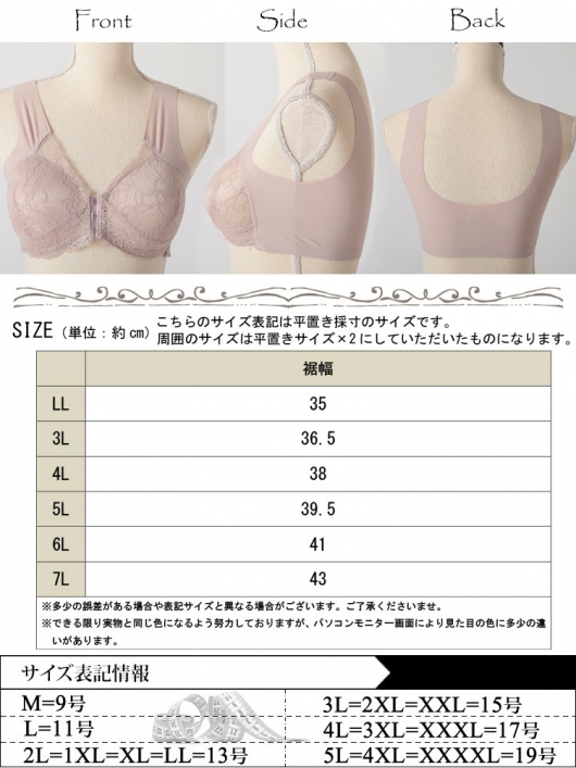 大きいサイズ レディース フロントホックシームレスブラ goldy