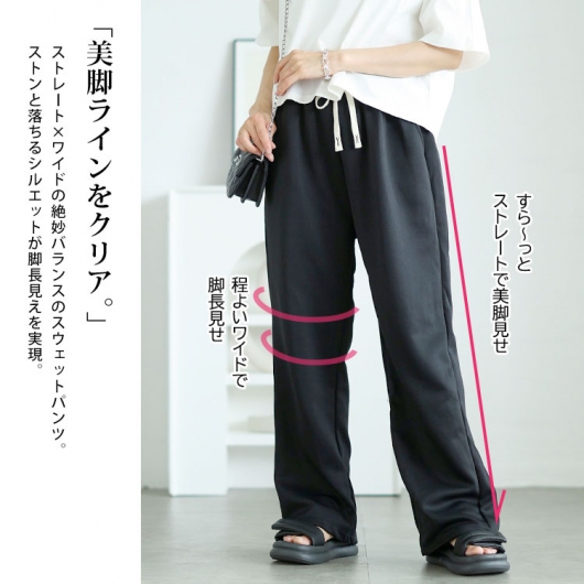 大きいサイズ XXXL ロカウェア スウェットパンツ ワイドパンツ ブラック 大きいサイズ レディース ストレートワイドスウェットパンツ