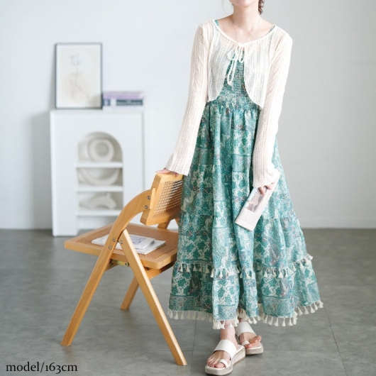 大きいサイズ レディース レースカーディガン＆ペイズリー柄