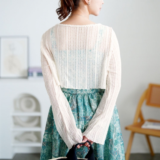 大きいサイズ レディース レースカーディガン＆ペイズリー柄