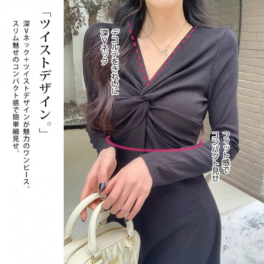 大きいサイズ レディース カシュクール風ツイストワンピース goldy