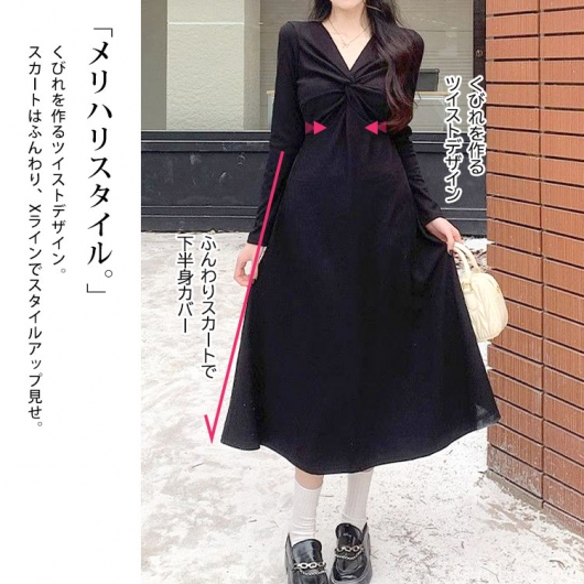 大きいサイズ レディース カシュクール風ツイストワンピース