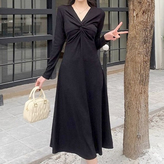 大きいサイズ レディース カシュクール風ツイストワンピース goldy