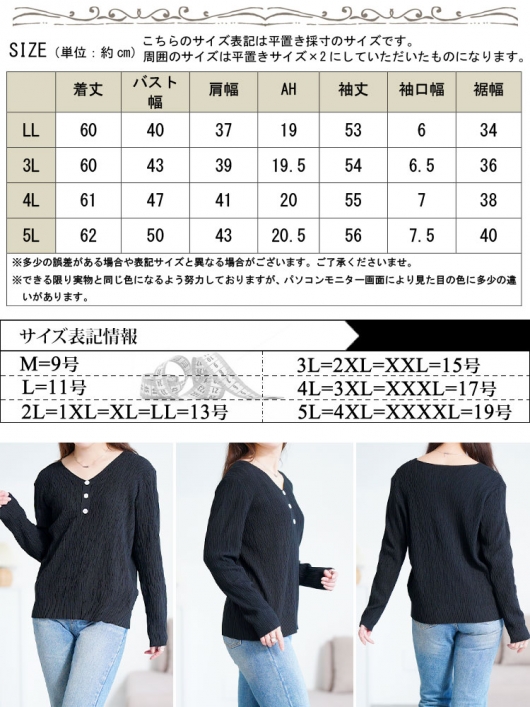 大きいサイズ レディース Vネック模様編みニットプルオーバー goldy