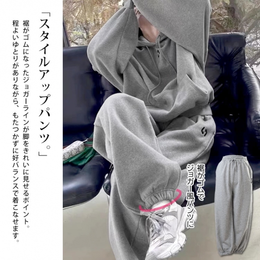 大きいサイズ レディース スウェットパーカー＆ジョガーパンツ上下