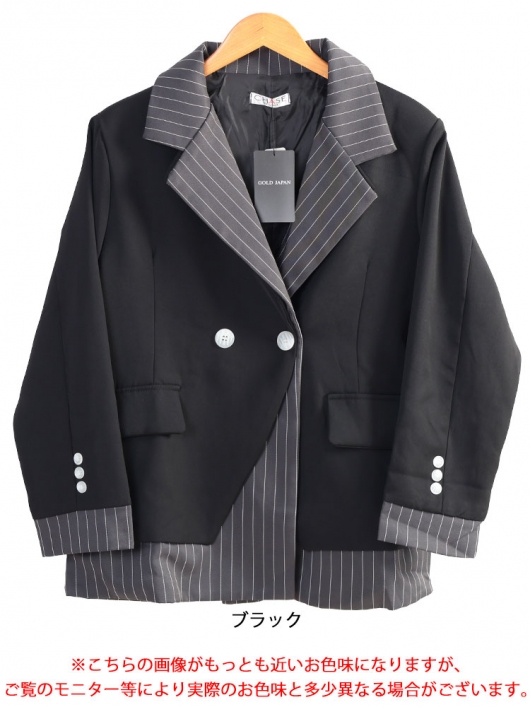 大きいサイズ レディース レイヤード風テーラードジャケット