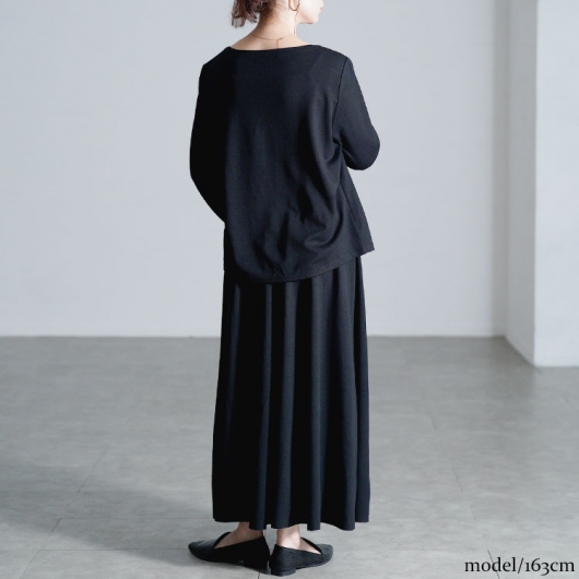 大きいサイズ レディース レイヤード風トップス＆ロングスカート2点