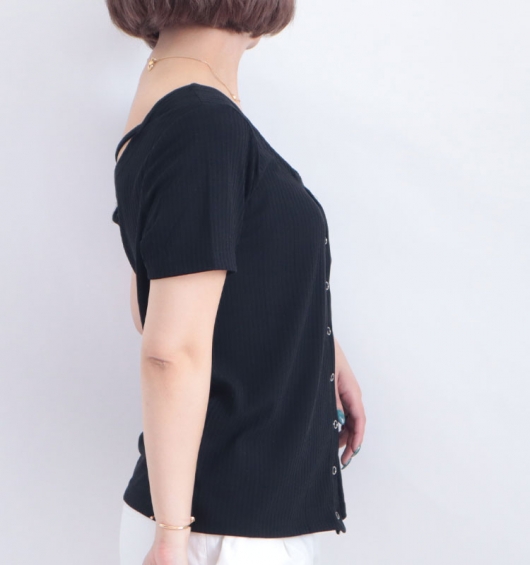 トップス _m 大きいサイズ レディース フロントクロス半袖トップス jp345｜大きい