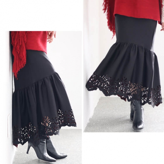 大きいサイズ レディース カッティングレースマーメイドスカート jp492