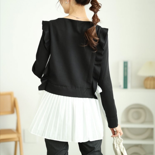 OBLI フリルブルゾン 新品タグ付き ブラック フリーサイズ 美品OBLIフリルブルゾン OBLI フリルブルゾン 新品タグ付き