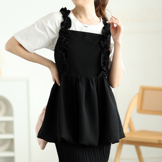 大きいサイズ レディース フリル肩紐バルーンペプラム