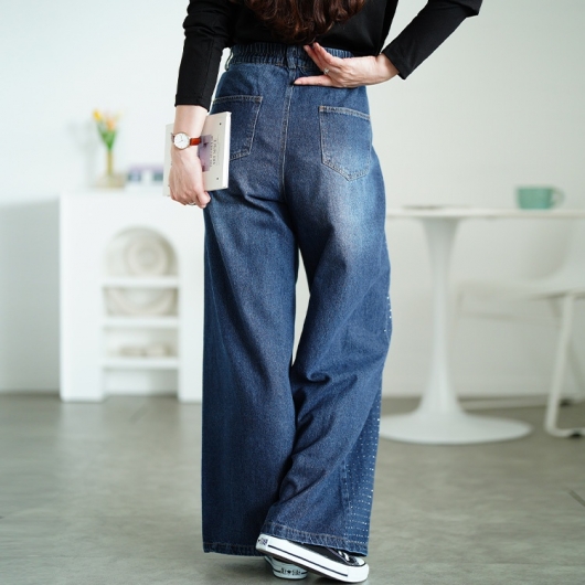 Randyビジューバックカットワイドデニム Sサイズ☆新品‼️早い者勝ち ビジューバックカットワイドデニム – Randy