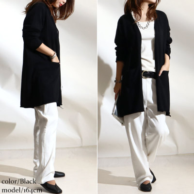 希少美品✨45R ダンボールロングカーディガン　コート　ホワイト　サイズ2/M ロングカーディガン(肌側綿100%裏パイル)(洗濯機OK