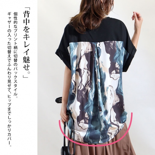 大きいサイズ レディース 接触冷感バックシャンプルオーバー kt