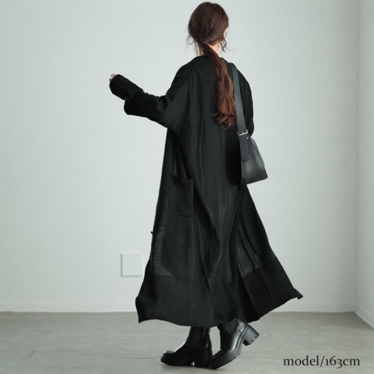 大きいサイズ レディース Vネックロングニットカーディガン kt-43004