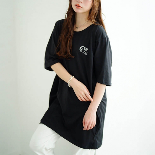 大きいサイズ＞オーバーサイズプリントチュニックTシャツ（吸汗