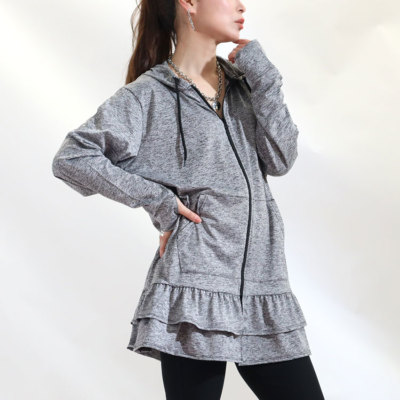 大きいサイズ レディース UVカット＆吸水速乾ラッシュガード裾フリル