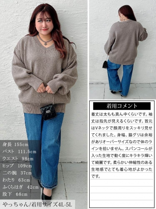 大きいサイズ レディース ボリューム袖スパンコールニットチュニック