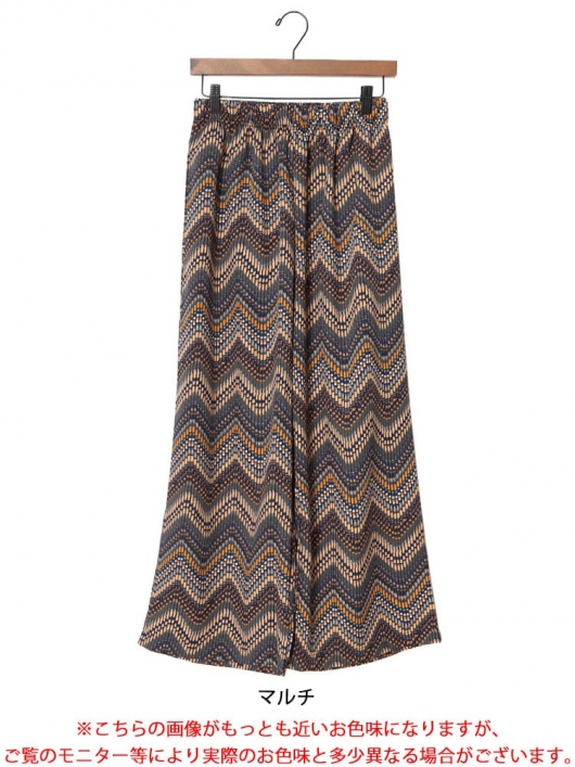 大きいサイズ レディース マルチウェーブ柄ワイドパンツ maru