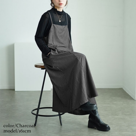 23FW ebure ブライトビスストライプキャミワンピース 定価9万円 23FW ebure ブライトビスストライプキャミワンピース 定価9万円