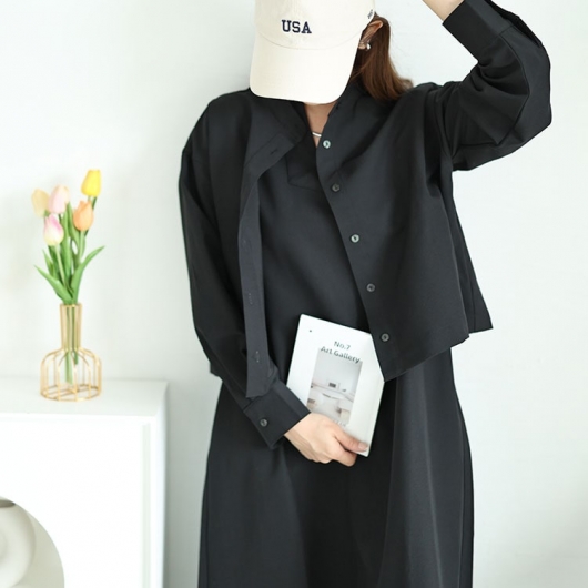 大きいサイズ レディース キーネックフレンチスリーブワンピース