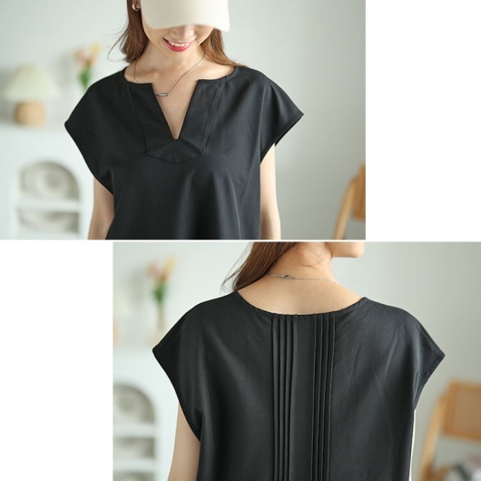 大きいサイズ レディース キーネックフレンチスリーブワンピース