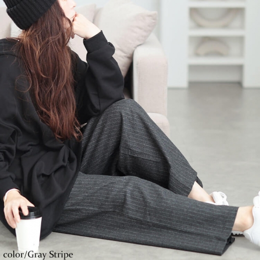 大きいサイズ レディース 起毛ワイドパンツ maru-30074｜大きいサイズ