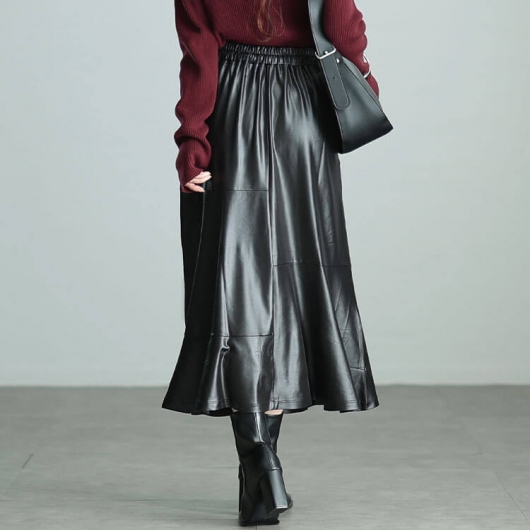 セール対象商品】 大きいサイズ レディース ストレッチフェイクレザー