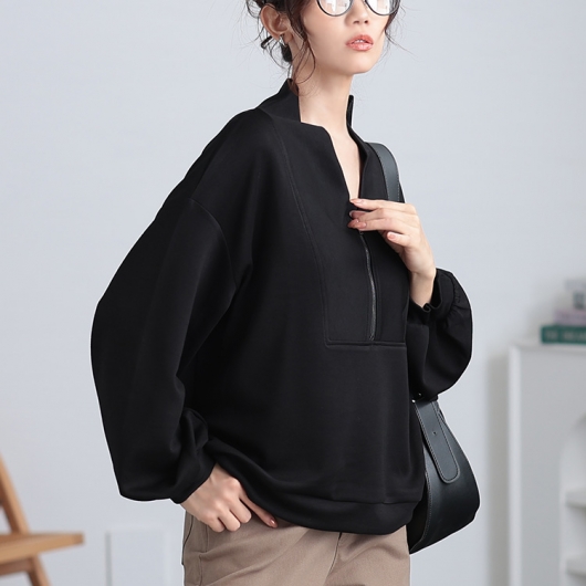 イベントセール】 大きいサイズ レディース ハーフジップクロップド