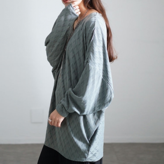 セール対象商品】 大きいサイズ レディース 三角ジャガードVネック