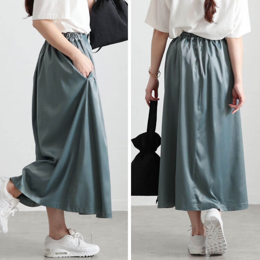 新春初売セール】 大きいサイズ レディース ストレッチサテンタック