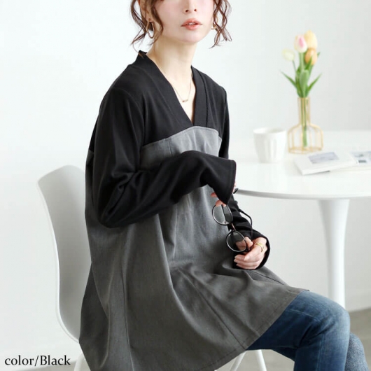 大きいサイズ レディース ビスチェドッキングVネックチュニック maru