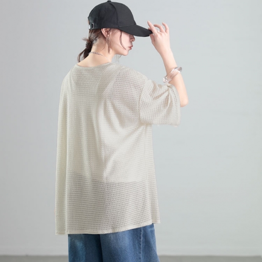 大きいサイズ レディース ダイヤ柄ジャガードビッグTシャツ maru-30138