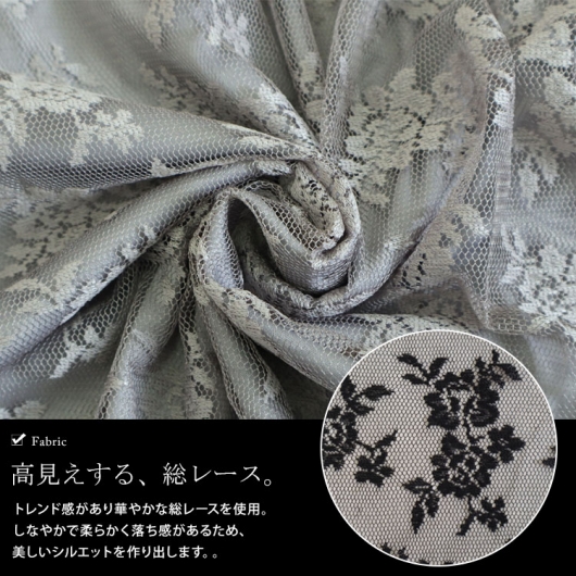 大きいサイズ レディース 花柄チュールレースワンピース maru-36181