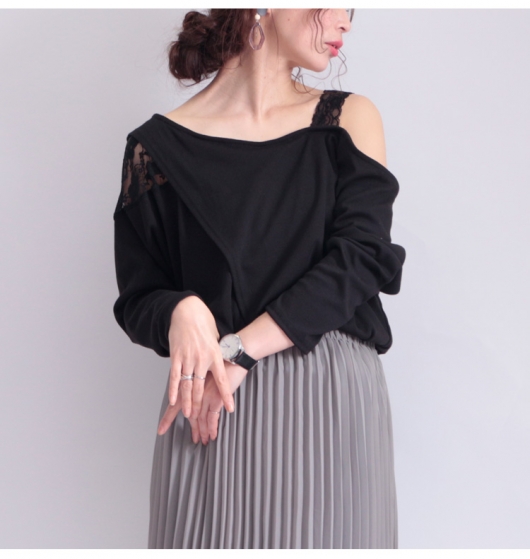 イベントセール】 大きいサイズ レディース レース使いワンショルダー