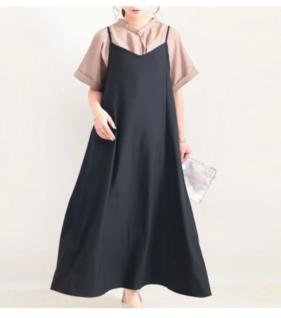 大きいサイズ レディース春新作キャミソール ワンピース ロング ミモレ ひざ下丈