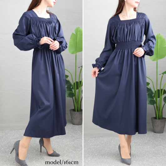 BRIEFING ネイビー⭐︎ワンピース Sサイズ SHIPS any:〈洗濯機可能〉ナイロン サイド ギャザー フレンチスリーブ