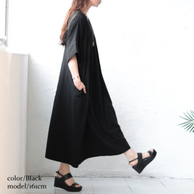 希少✨入手困難【トリココムデギャルソン】スパンコール バックオープン ワンピース 大きいサイズ レディース タック入りVネックコットンマキシワンピース