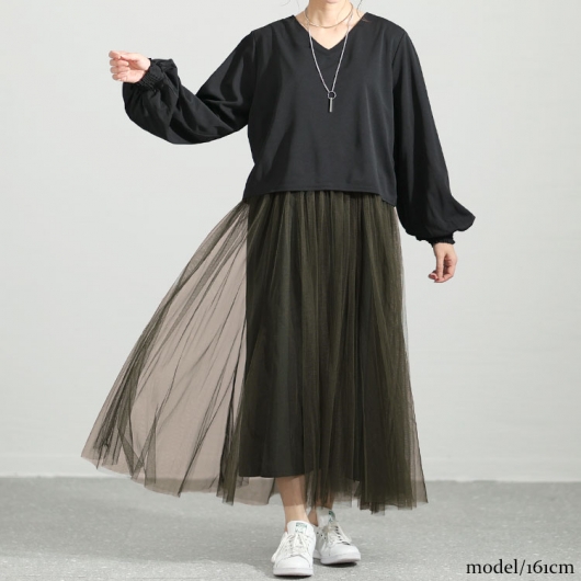 madder madderチュールワンピース 大きいサイズ レディース 前後2Wayドッキングチュールワンピース