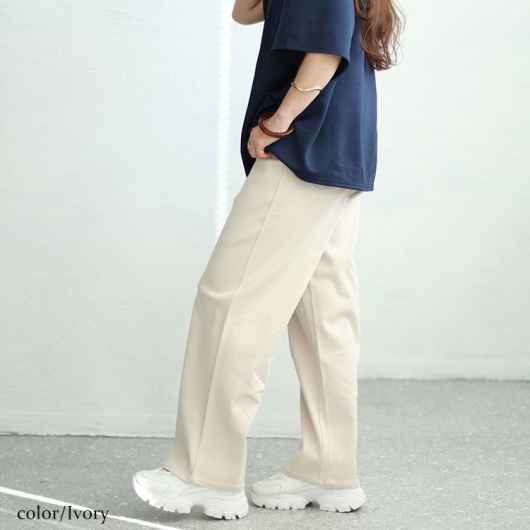 ワイドパンツ 大きいサイズ レディース ストレッチツイルワイドパンツ maru