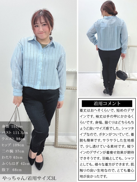 イベントセール】 大きいサイズ レディース シアーストライプ