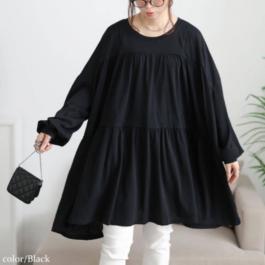 大きいサイズ レディース ティアードビッグチュニックTシャツ maruka